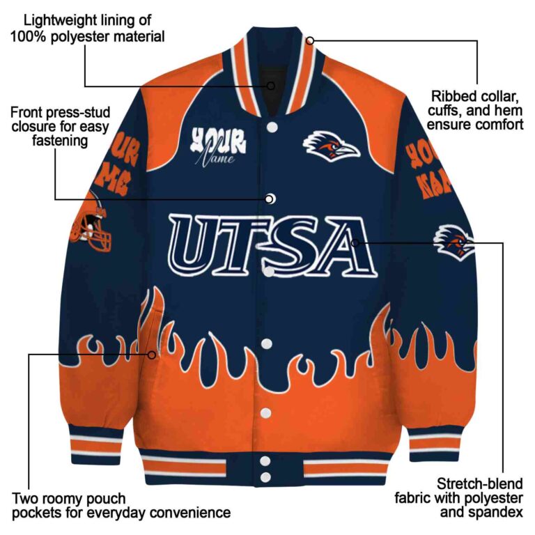 customized utsa roadrunners fire graphic orange jacket new arrival