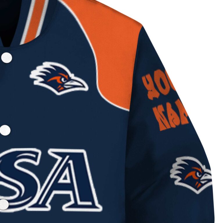 customized utsa roadrunners fire graphic orange jacket premium grade