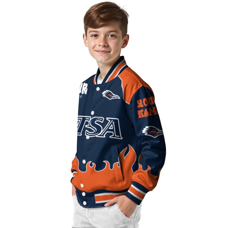 customized utsa roadrunners fire graphic orange jacket trendy