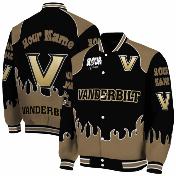 customized vanderbilt commodores fire graphic black jacket fashion forward