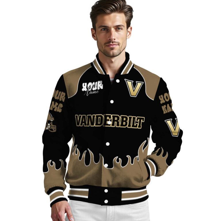 customized vanderbilt commodores fire graphic black jacket high quality