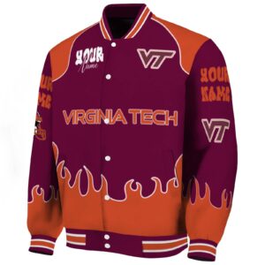 customized virginia tech hokies fire graphic maroon jacket best selling