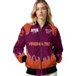 customized virginia tech hokies fire graphic maroon jacket best selling