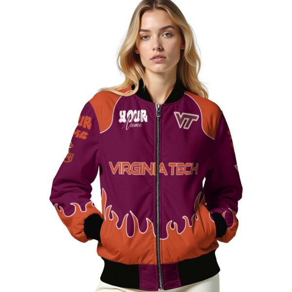 customized virginia tech hokies fire graphic maroon jacket latest model