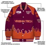 customized virginia tech hokies fire graphic maroon jacket best selling