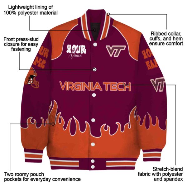 customized virginia tech hokies fire graphic maroon jacket new arrival