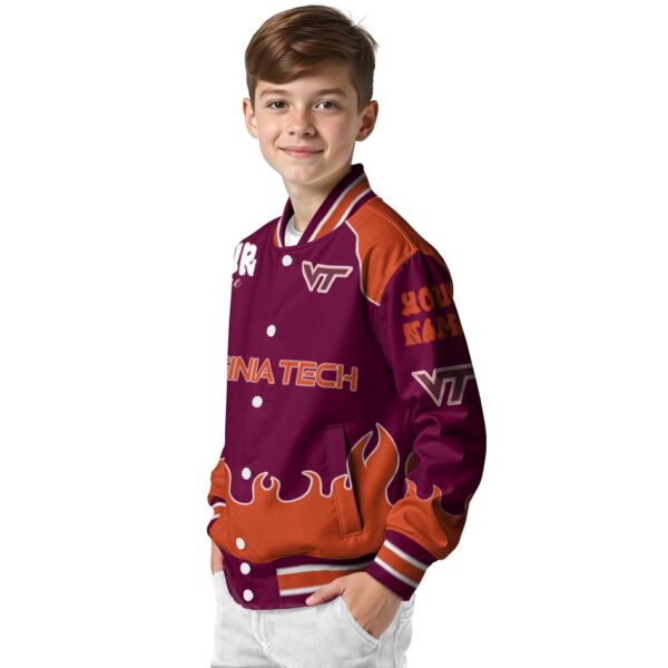customized virginia tech hokies fire graphic maroon jacket trendy