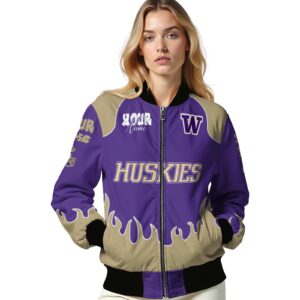 customized washington huskies fire graphic purple jacket latest model