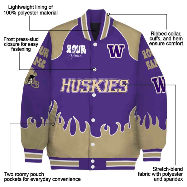 customized washington huskies fire graphic purple jacket new arrival