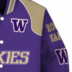 customized washington huskies fire graphic purple jacket premium grade