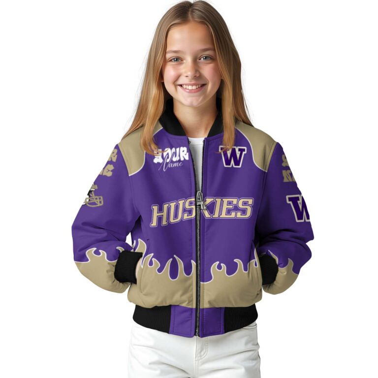 customized washington huskies fire graphic purple jacket top rated