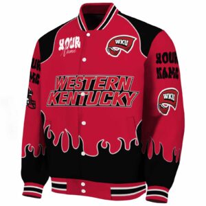 customized western kentucky hilltoppers fire graphic red jacket best selling
