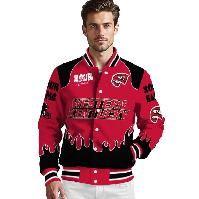 customized western kentucky hilltoppers fire graphic red jacket high quality
