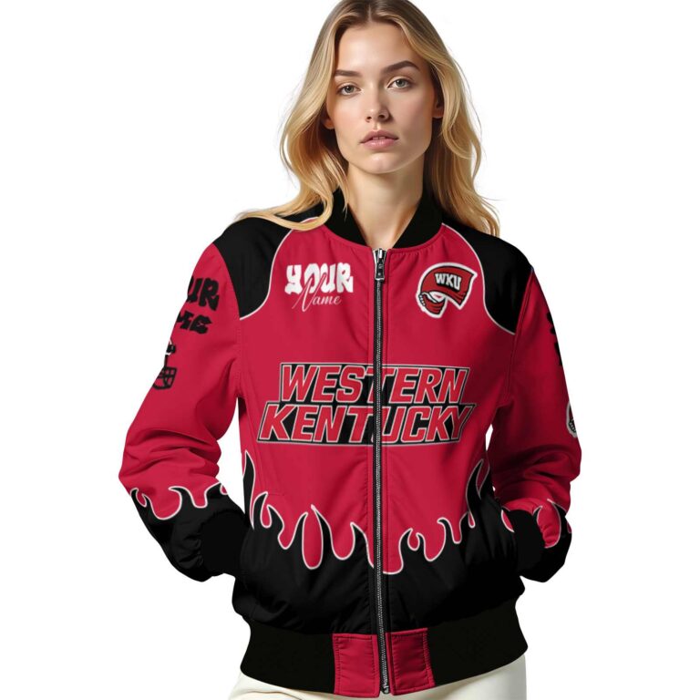 customized western kentucky hilltoppers fire graphic red jacket latest model