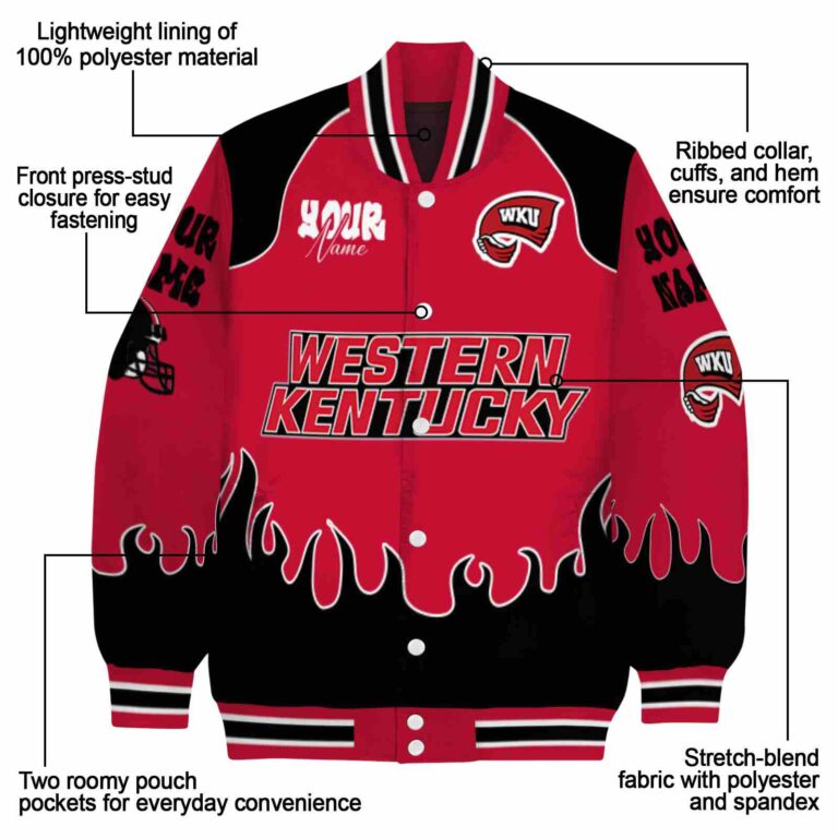 customized western kentucky hilltoppers fire graphic red jacket new arrival
