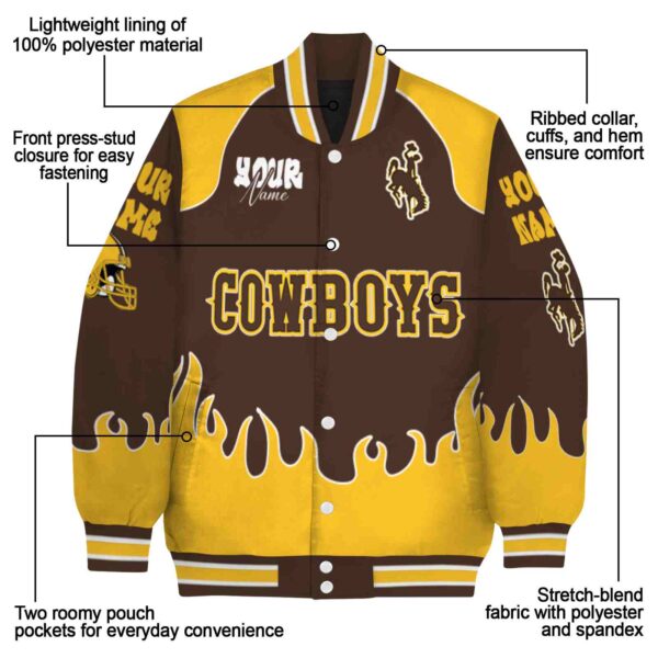 customized wyoming cowboys fire graphic brown jacket new arrival