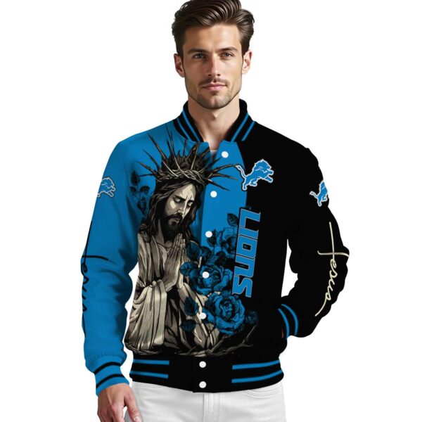detroit lions hands in prayer blue black jacket high quality