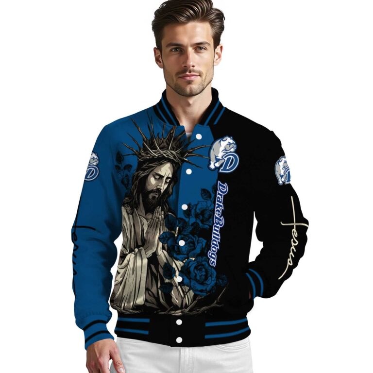 drake bulldogs hands in prayer blue black jacket high quality