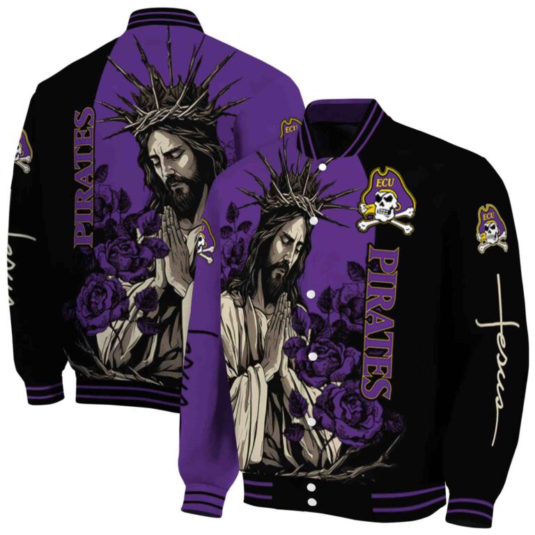 east carolina pirates hands in prayer purple black jacket fashion forward