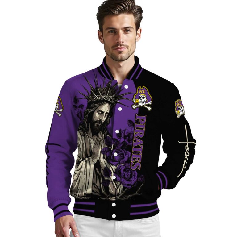 east carolina pirates hands in prayer purple black jacket high quality