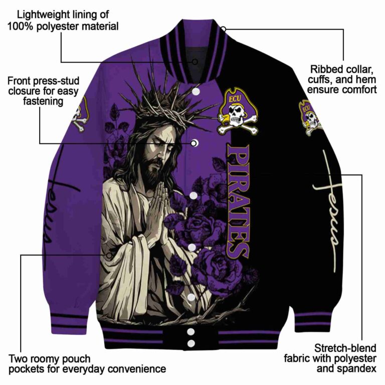 east carolina pirates hands in prayer purple black jacket new arrival