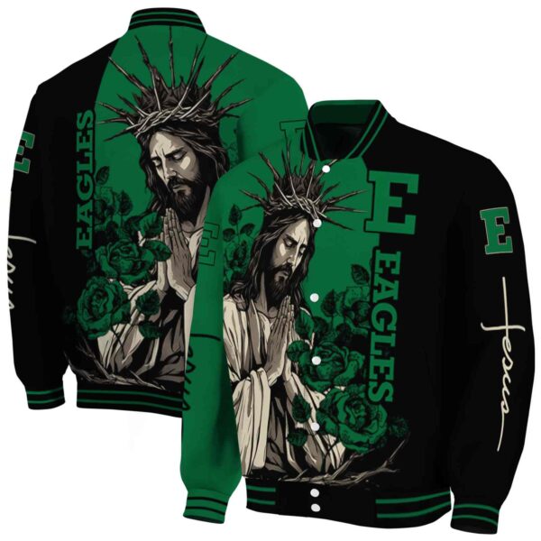 eastern michigan eagles hands in prayer green black jacket fashion forward