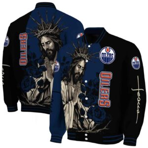 edmonton oilers hands in prayer blue black jacket fashion forward