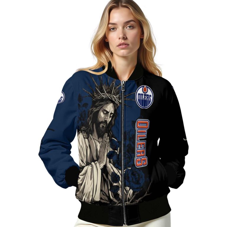 edmonton oilers hands in prayer blue black jacket latest model