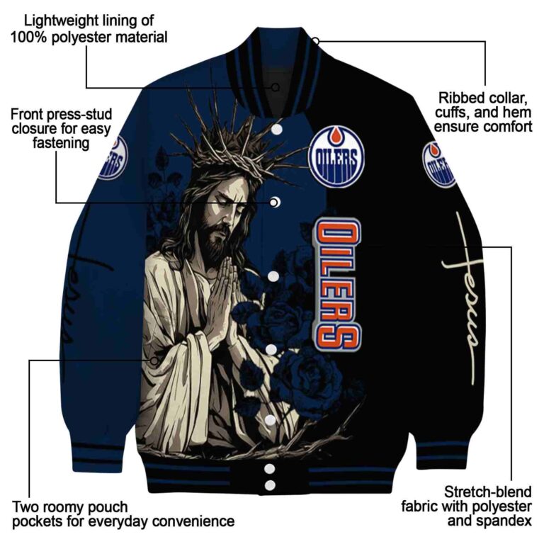 edmonton oilers hands in prayer blue black jacket new arrival