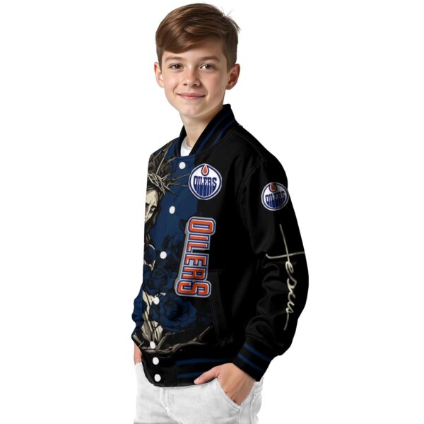 edmonton oilers hands in prayer blue black jacket trendy