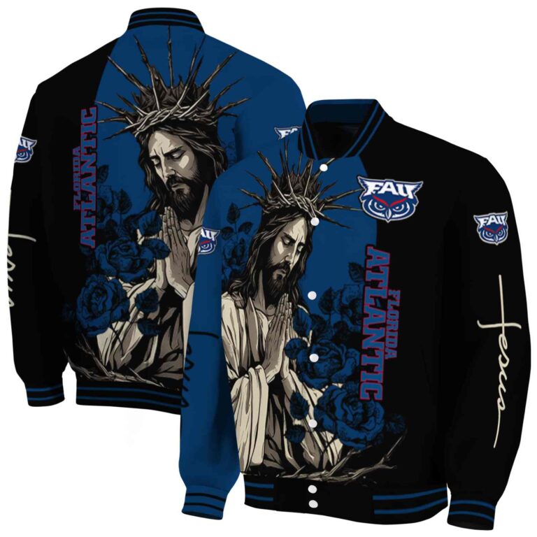 florida atlantic owls hands in prayer blue black jacket fashion forward
