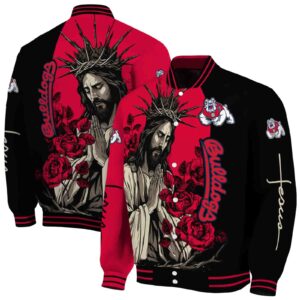 fresno state bulldogs hands in prayer red black jacket fashion forward