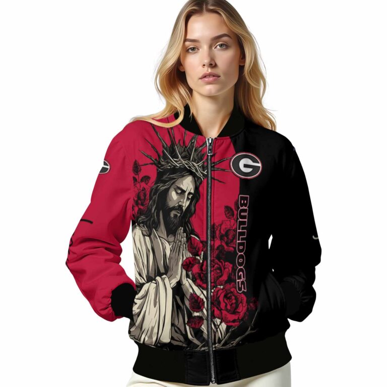 georgia bulldogs hands in prayer red black jacket latest model