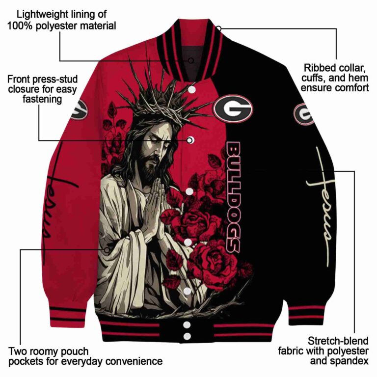 georgia bulldogs hands in prayer red black jacket new arrival