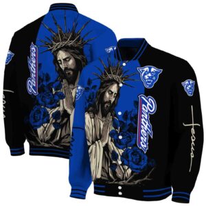 georgia state panthers hands in prayer blue black jacket fashion forward