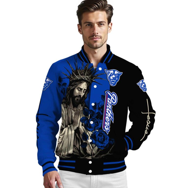 georgia state panthers hands in prayer blue black jacket high quality