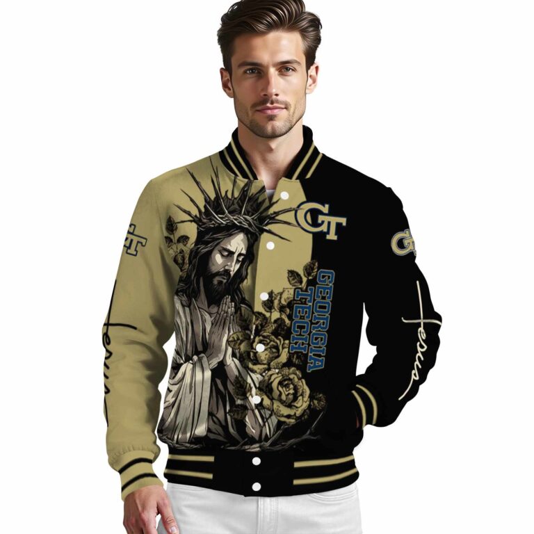 georgia tech yellow jackets hands in prayer gold black jacket high quality