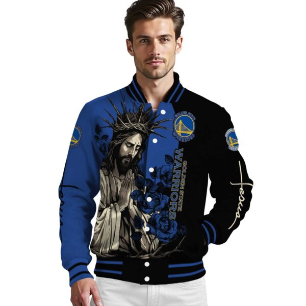 golden state warriors hands in prayer blue black jacket high quality