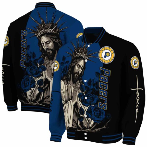 indiana pacers hands in prayer blue black jacket fashion forward