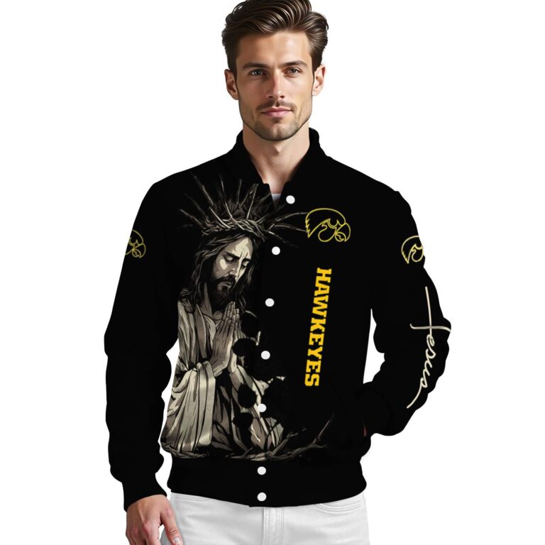 iowa hawkeyes hands in prayer black jacket high quality