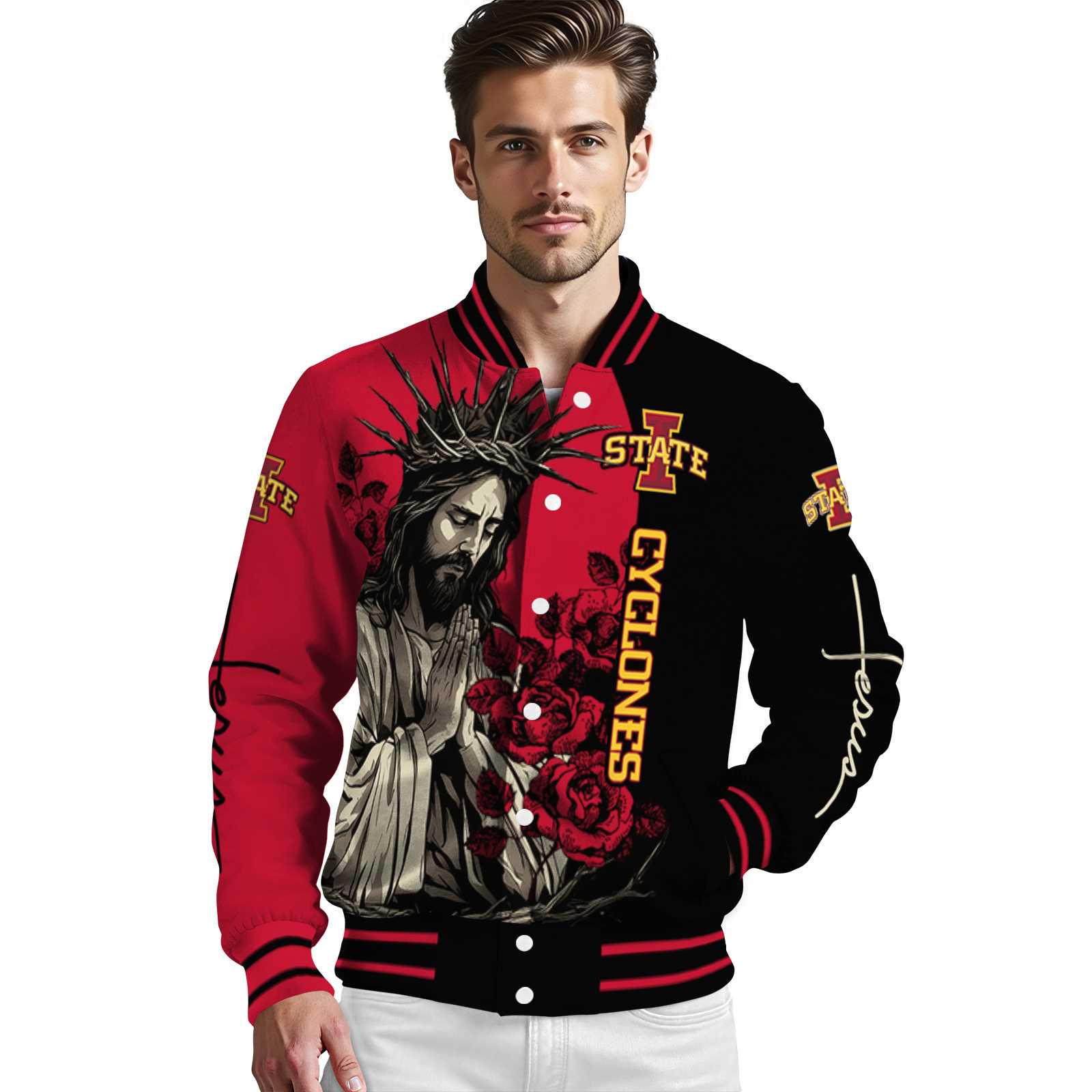 iowa state cyclones hands in prayer red black jacket high quality iowa state cyclones hands in prayer red black jacket high quality