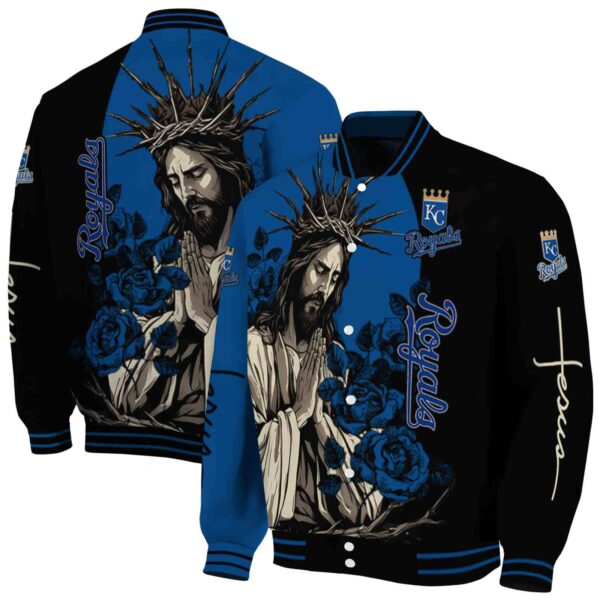 kansas city royals hands in prayer royal blue black jacket fashion forward