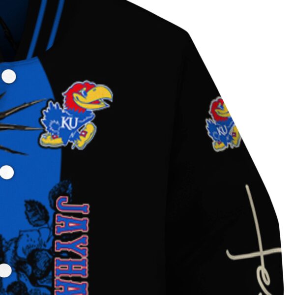 kansas jayhawks hands in prayer blue black jacket premium grade