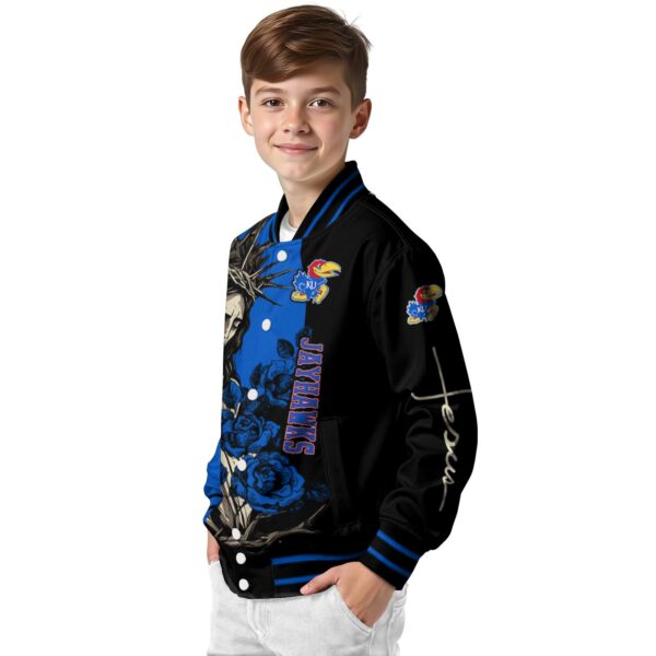 kansas jayhawks hands in prayer blue black jacket trendy