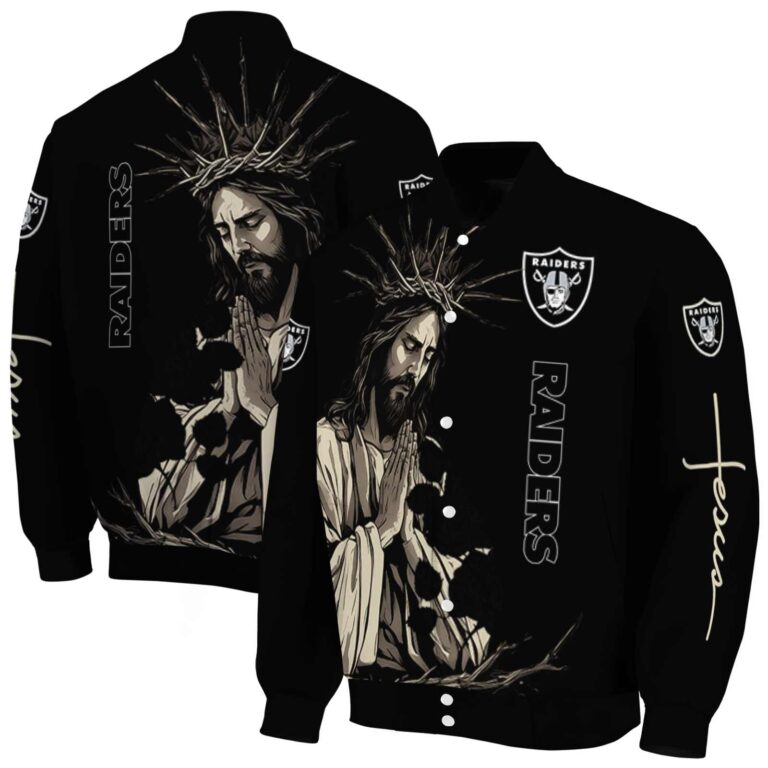las vegas raiders hands in prayer black jacket fashion forward