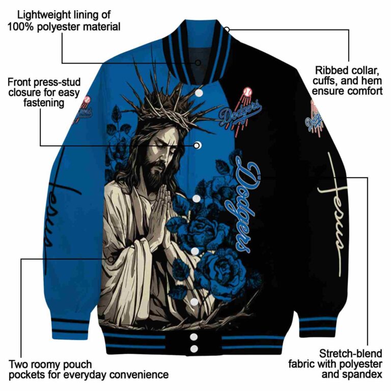 los angeles dodgers hands in prayer blue black jacket new arrival