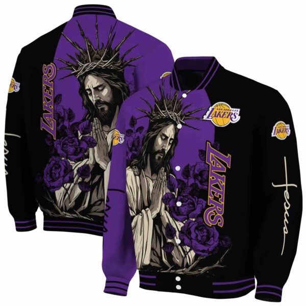 los angeles lakers hands in prayer purple black jacket fashion forward