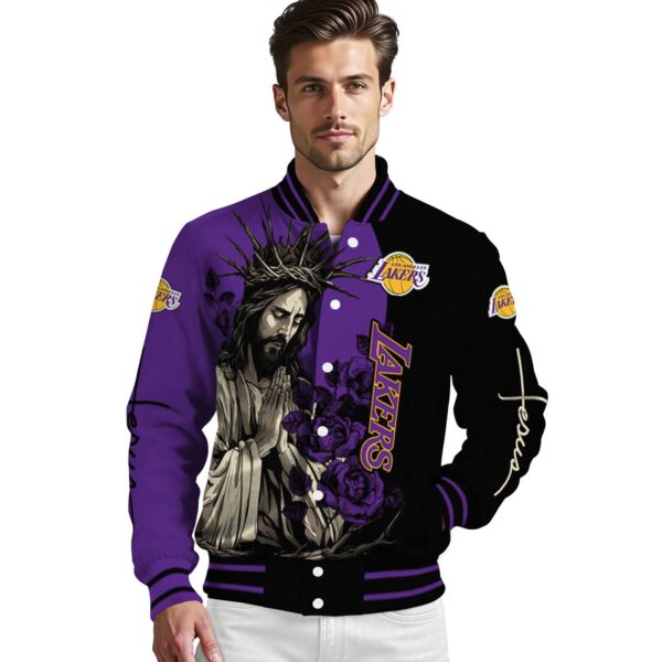 los angeles lakers hands in prayer purple black jacket high quality