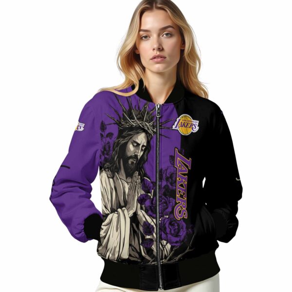 los angeles lakers hands in prayer purple black jacket latest model