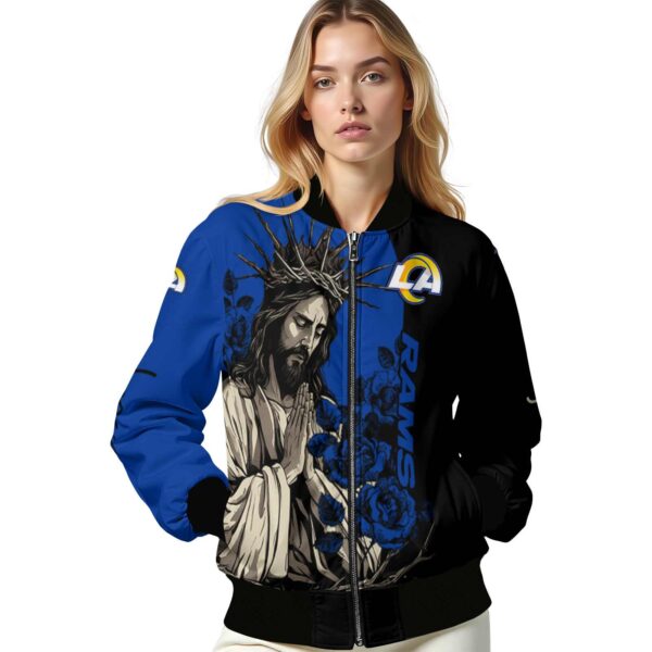los angeles rams hands in prayer blue black jacket latest model